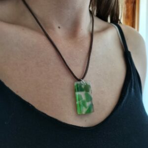 Oceanic Green Square Resin Necklace