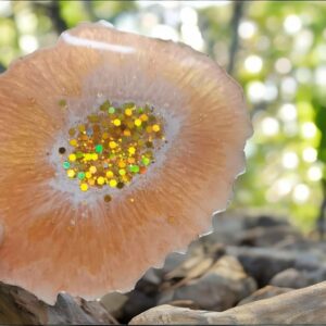 Peachy Gleam Resin Coaster with Gold Flakes