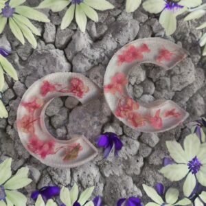Pink Petal C-Shaped Resin Earrings