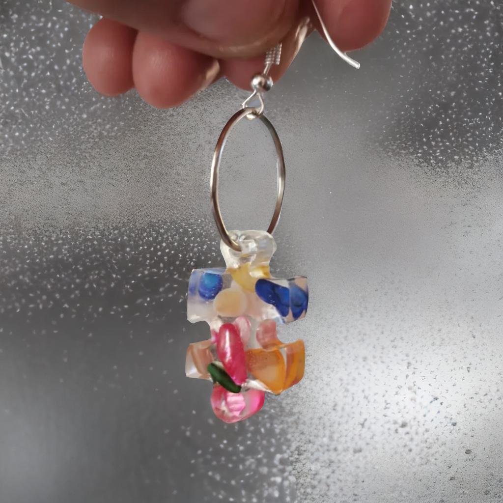 Colorful Puzzle Gemstone Earrings - Image 2