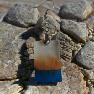 Beach Horizon Clear Blue & Brown Earrings