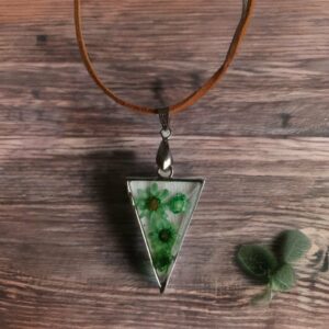 Emerald Blossom Triangle Resin Necklace
